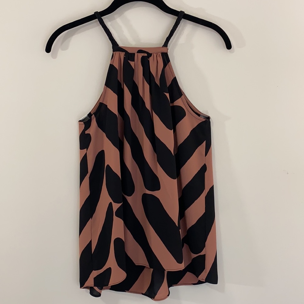 LOFT Brown & Black Braided Strap Halter Top